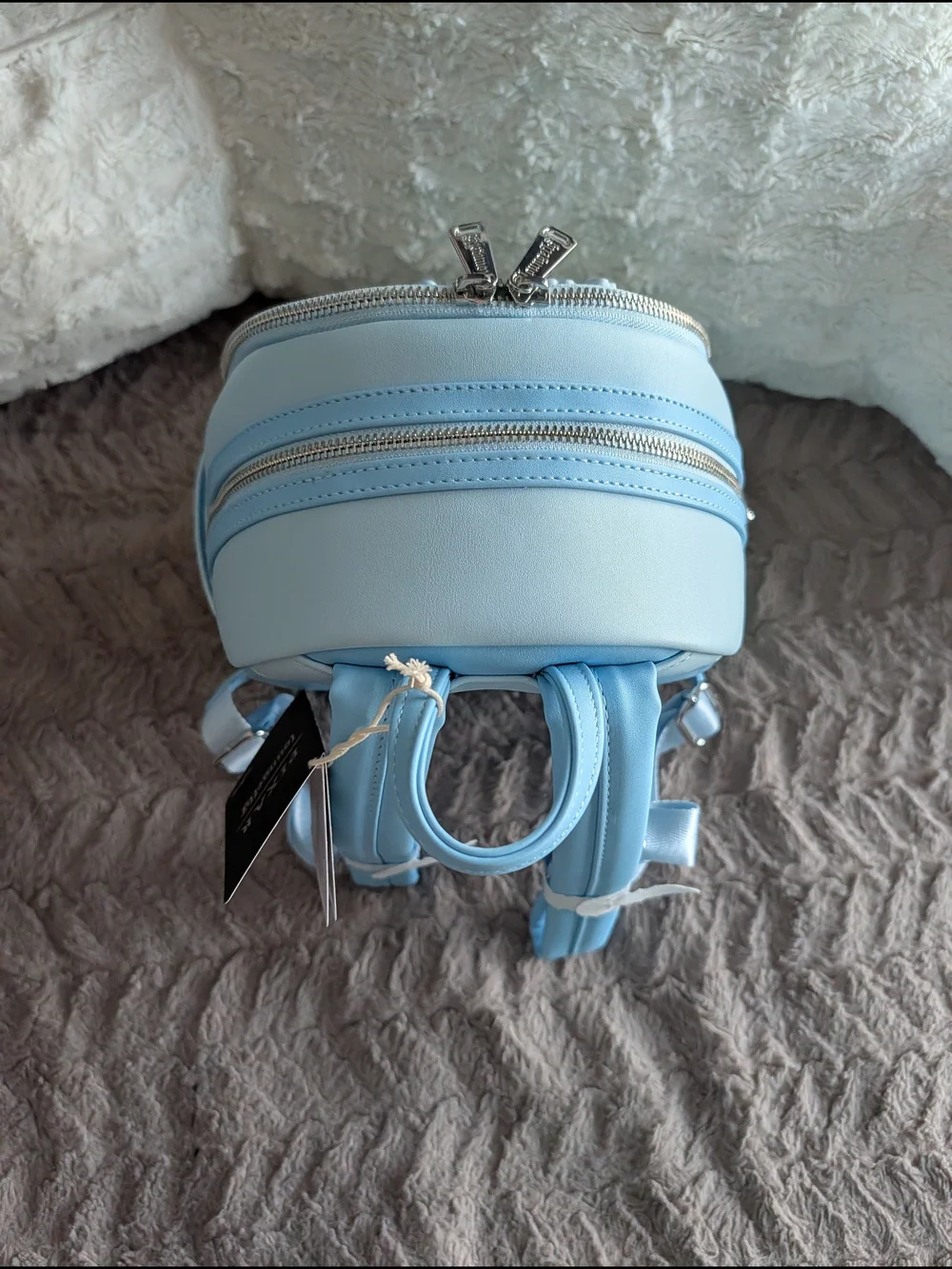 Loungefly Light Blue Kids Mini Backpack with Playful Nature Characters